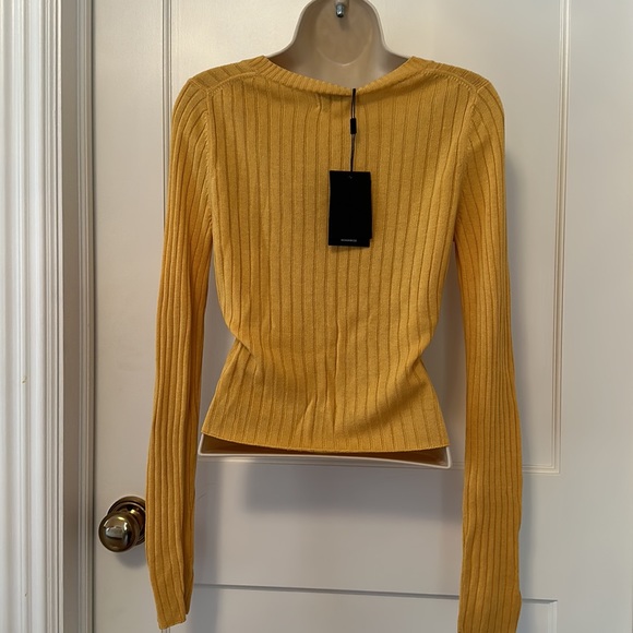 NAADAM SILK CASHMERE RIBBET KNIT SWEATER CARDIGAN ORANGE MUSTARD SIZE MEDIUM - Picture 3 of 5